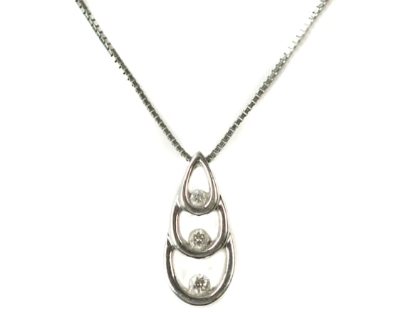 Circa 1970s 14k White Gold, Diamond Pendant Neckl… - image 1