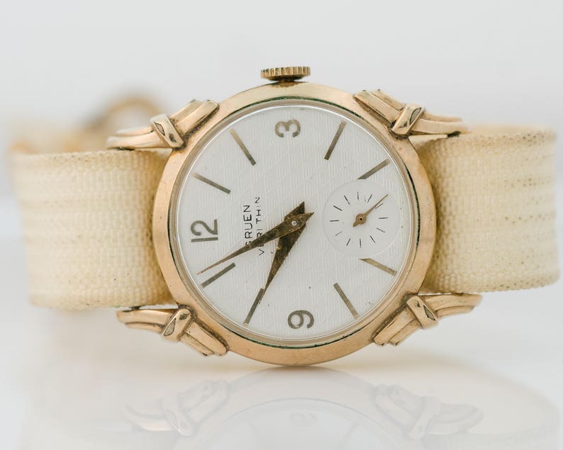 Circa 1930s Art Deco Gruen 14K Gold Plate Watch, VJ 999A imagem 5