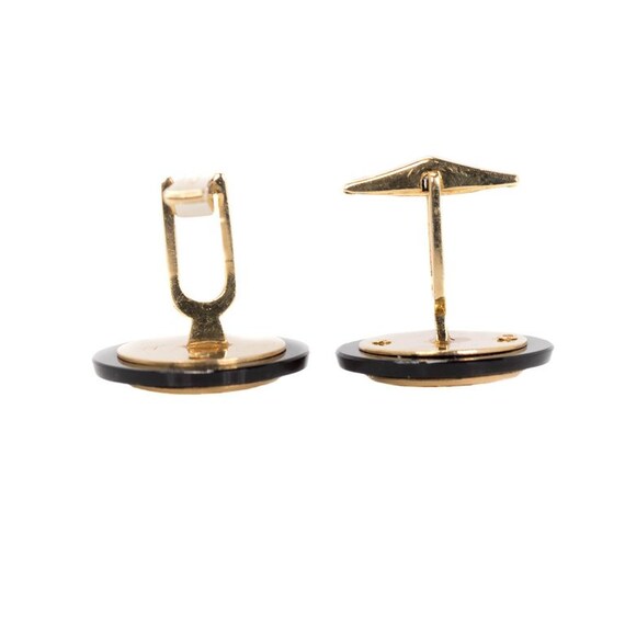 Circa 1940s Onyx, Diamond and 14k Gold Cufflinks,… - image 4