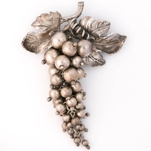 1960s Retro Vintage Cimi Sterling Silver Grape Cluster Brooch, VJ #676A