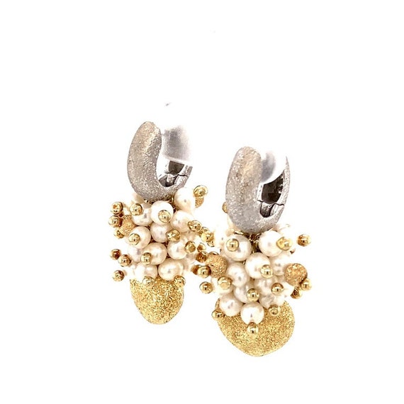 Circa 1940s Italian Seed Pearl Earrings in 14 Kar… - image 3