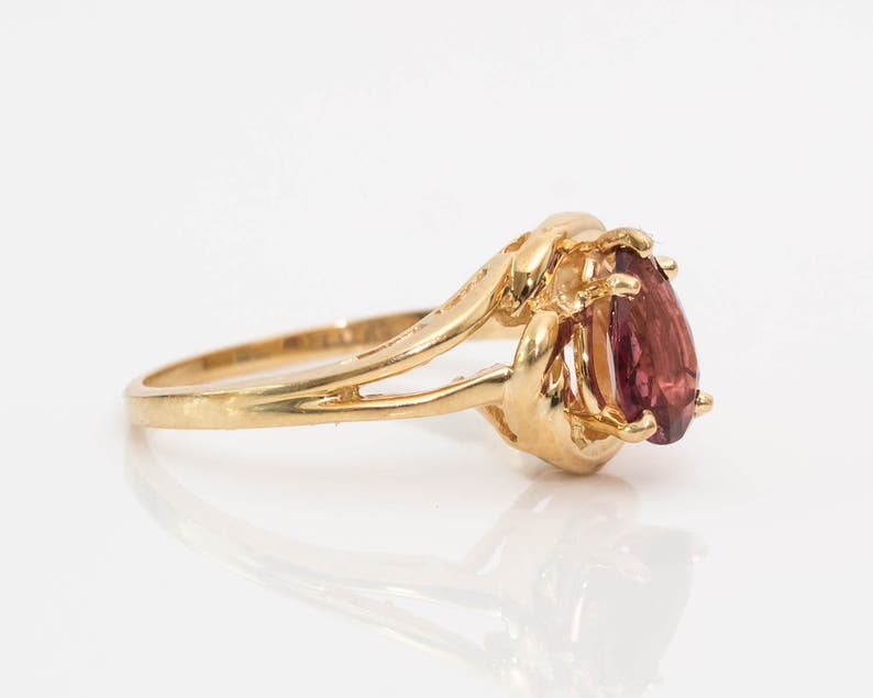 Circa 1960s 14k Yellow Gold Pink Garnet & Diamond Ring VJ - Etsy