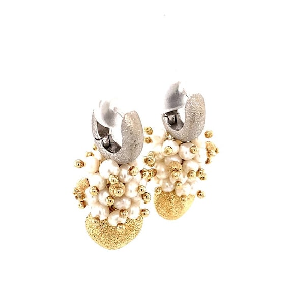 Circa 1940s Italian Seed Pearl Earrings in 14 Kar… - image 2