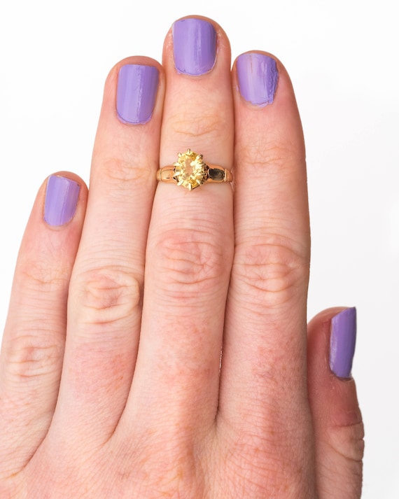 Antique Circa 1890s Victorian Yellow Topaz 9k Gol… - image 5