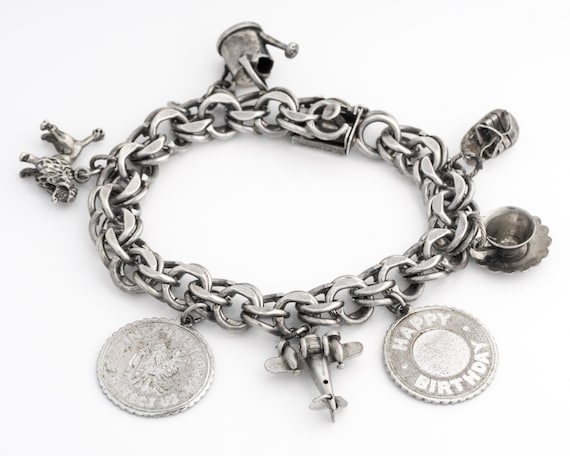 Vintage Sterling Silver Charm Bracelet VJ 464 - Etsy