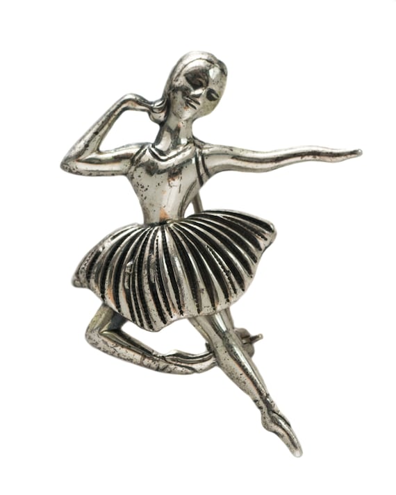 Circa 1947 Beau Sterling Silver Ballerina Brooch … - image 2