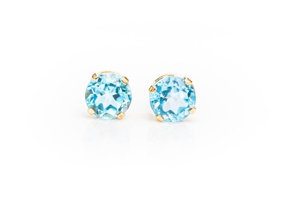 Circa 1950s Blue Topaz and 14k Yellow Gold Earrin… - image 5