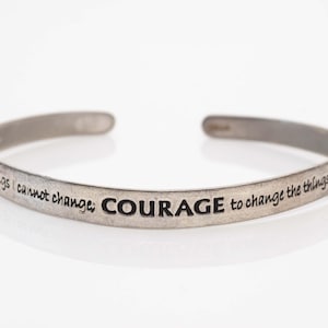 1970s Affirmations Motivational Sterling Silver Cuff Bracelet, VJ #942