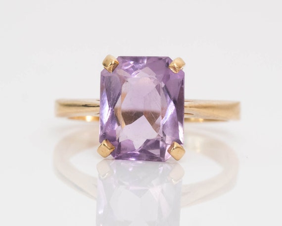 1940 年代頃の 14K イエロー ゴールド & アメジスト リング、VJ #138A