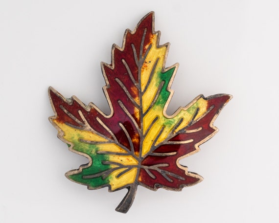 Vintage Autumn Tricolor Sterling Silver Maple Lea… - image 1