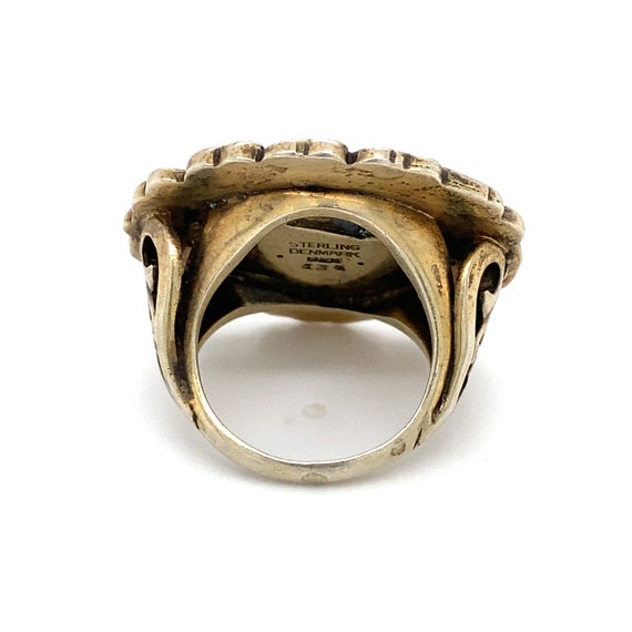 Circa 1960s Danish Bird Cocktail Ring in Sterling… - image 3