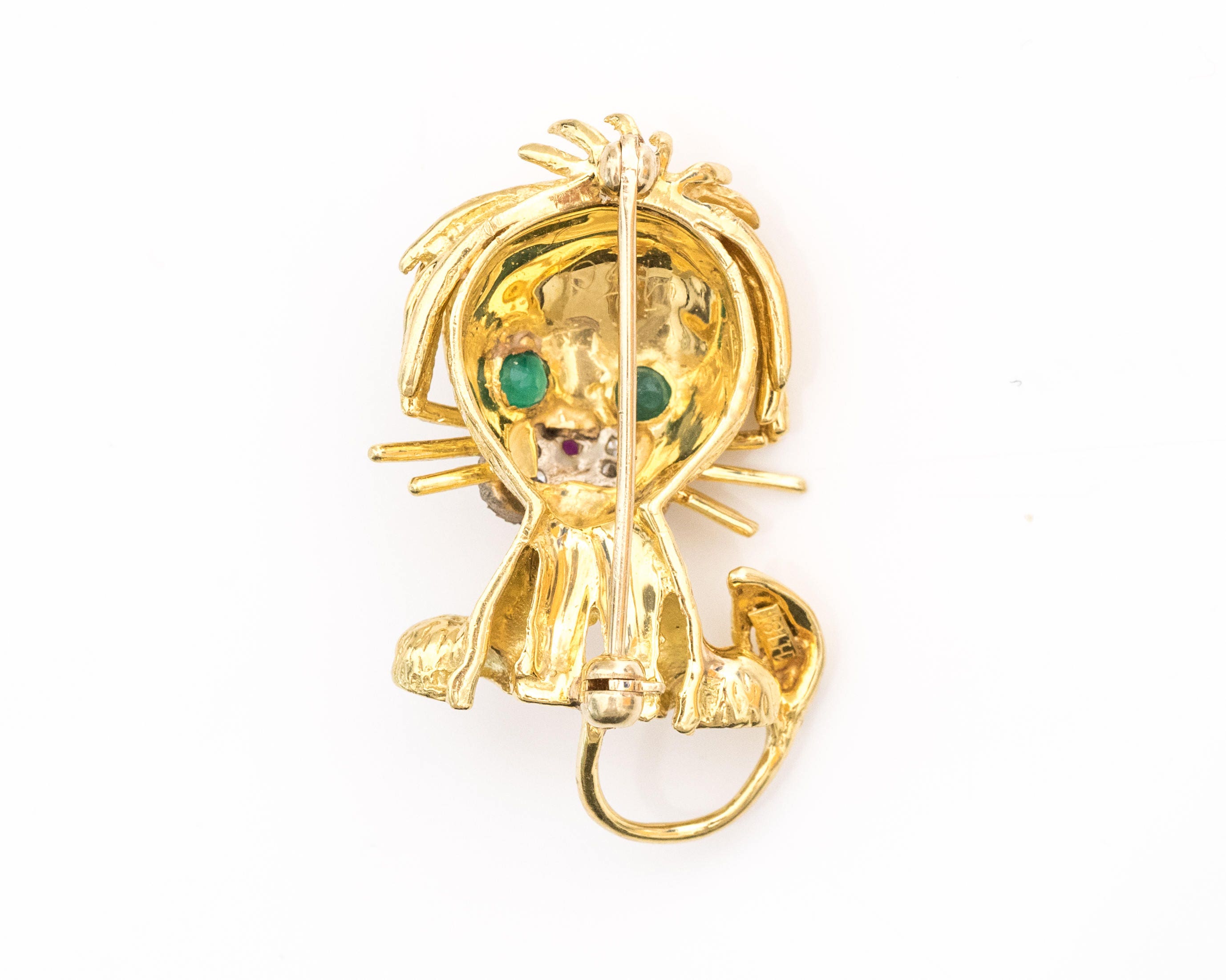 日本全国送料無料商品人気ランキング Circa 1950s Vintage Lion Pin Brooch, 18k Yellow Gold Ruby アクセサリー
