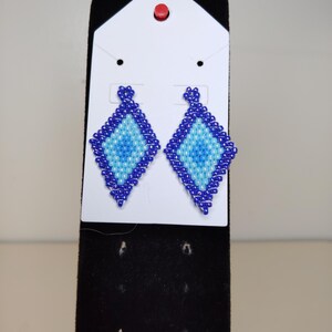 Shades of Blue Hand Beaded Stud Earrings