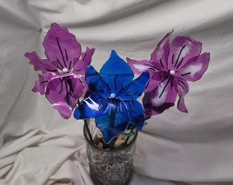 Handcrafted Resin Iris, Forever Flowers, Glass-Like Artificial Floral Home Decor, Made To Order