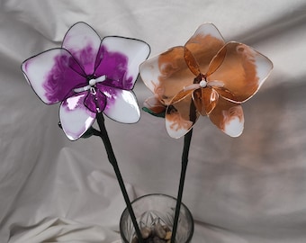 Handcrafted Resin Orchid, Forever Flowers, Glass-Like Artificial Floral Home Decor, Made To Order