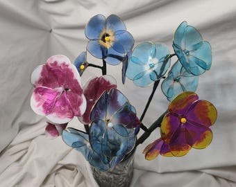 Handcrafted Resin Pansy Flowers, Glass-Like Artificial Floral Home Decor, Made To Order