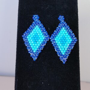 Shades of Blue Hand Beaded Stud Earrings