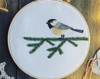 embroidered chickadee sweatshirt