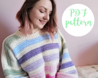 Esther Crew Neck Jumper - Crochet Pattern. PDF DOWNLOAD ONLY