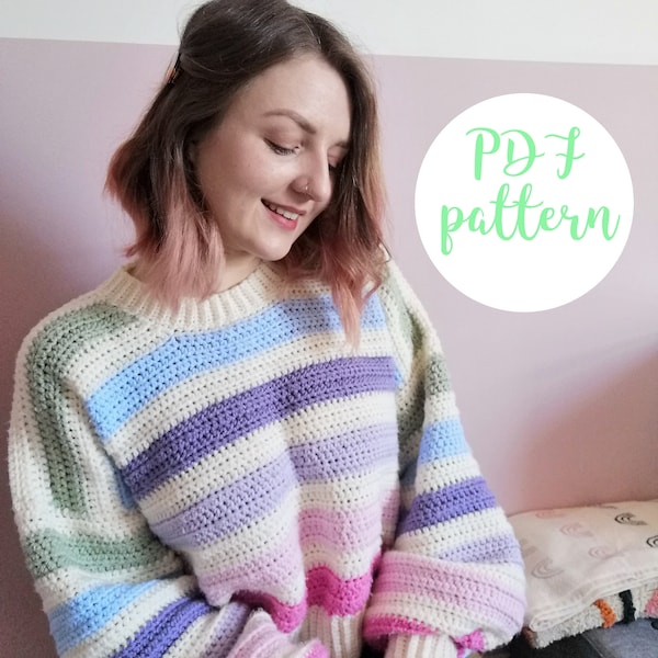 Esther Crew Neck Jumper - Crochet Pattern. PDF DOWNLOAD ONLY