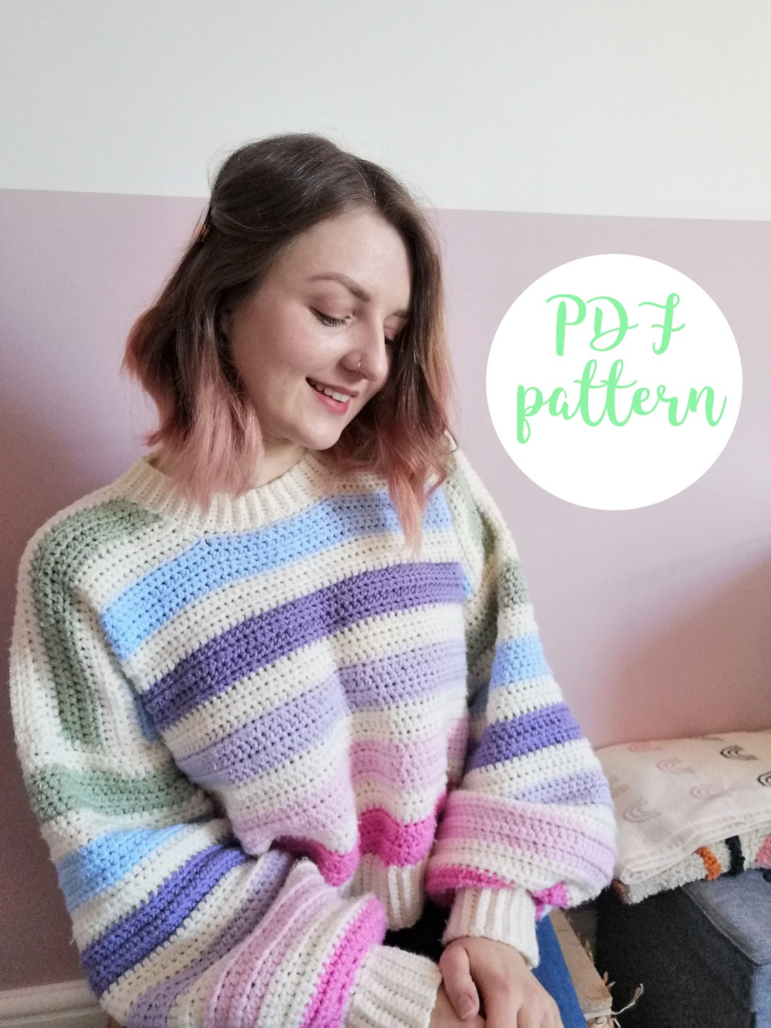 Esther Crew Neck Jumper Crochet Pattern. PDF DOWNLOAD ONLY