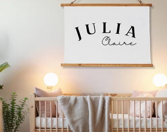 Custom Name Nursery Sign: Hanging Kids Room Decor, Newborn Gift