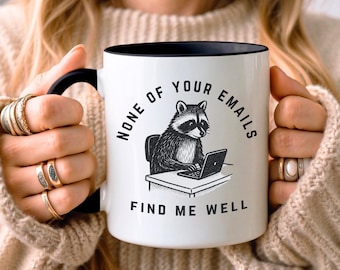 à motif de raton laveur Bestie Work Bestie | Cadeau amusant pour le bureau à domicile | Conception animale mignonne | Amateurs de café | Cadeau d'anniversaire, de travail ou de vacances