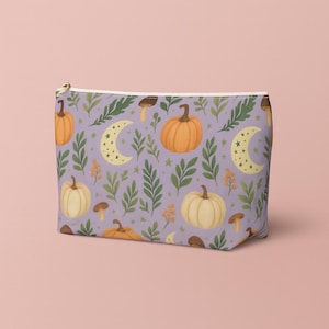 Whimsigoth Fall Makeup Bag Halloween Gothic Cosmetic Pouch Spooky Witchy Travel Toiletry Bag Vintage Goth Zippered Purse Gift for Her