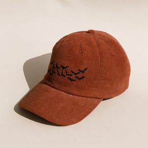 Dad Hat Whimsigoth Corduroy Halloween Hat Embroidered Pumpkin Cap Jack o Lantern Autumn Hat Spooky Gothic Embroidery Hat Fall Baseball Cap