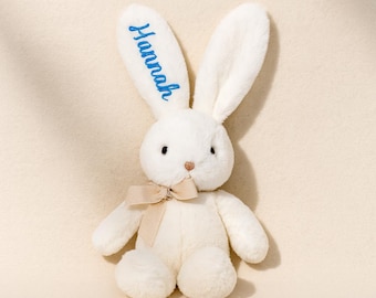 Bunny Stuffy Personalized Plush Toy Custom Name Soft Bunny Rabbit Gift Baby Shower Gift  Embroidered Newborn Toy Kids Nursery Teddy Bear