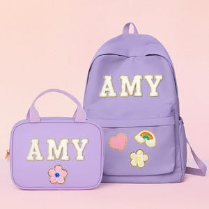 Name Backpack and Lunchbox  Back to School Personalized Bag for Girls Back to School Bag Name Lunch box for Kids Back pack with Letters