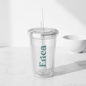 Tumbler Shadow Monogram Custom Clear Cup Personalized Retro Tumbler Gift for Bachelorette Summer Gift Water Bottle Monogrammed for Girls