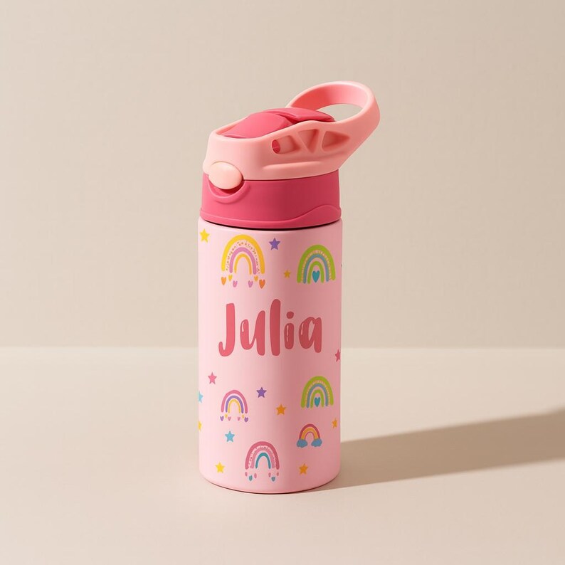 Water Bottle Kids Rainbow Custom Name Water Bottle for Back to School ...