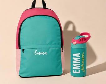 Personalized Kids Backpack and Water Bottle Insulated Back to School Stainless Steel Thermos