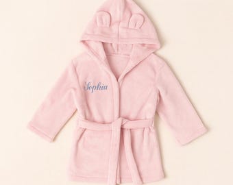 Bata de baño para niños, toalla personalizada para niños pequeños, nombre bordado, bata para niños, hora del baño, toalla con nombre personalizado, orejas de oso, lindo regalo de Navidad para niños
