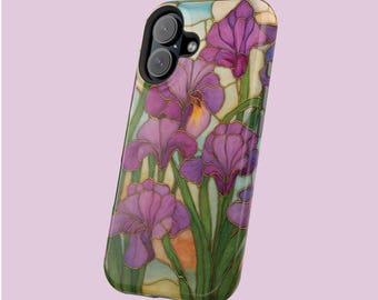 Phone Case Stained Glass Style Gift for Her Phone Case Floral Tough Magsafe Compatible Phone Case Gift for Friend under 30 Stocking Stuffer