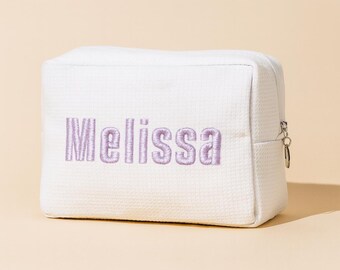 Personalized Waffle Cosmetic Bag Makeup Bag Makeup Organizer Gift for Her