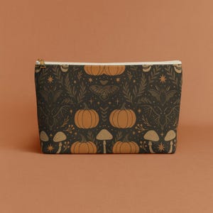 Whimsigoth Pumpkin Makeup Bag Gothic Cosmetic Halloween Pouch Spooky Witchy Travel Toiletry Bag Vintage Goth Zippered Purse Gift for Her