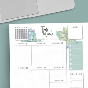 Printable Weekly Planner Insert Refill