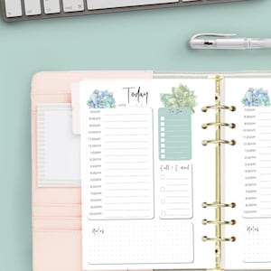 Printed Daily Hourly Planner Insert, Half Size Insert, Undated Agenda Refill, Planner Dashboard, Hourly Planner, by Blue Otter Paper Co