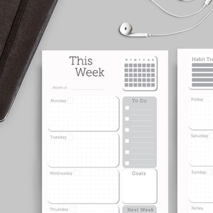 PRINTED Weekly Planner, Insert Refills, Half Letter Planner, A5 Planner