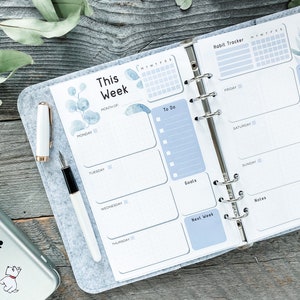 Half Size Printed Weekly Planner Inserts, Undated Weekly Agenda Refill, Wo2P, Happy Planner Insert, Half Letter