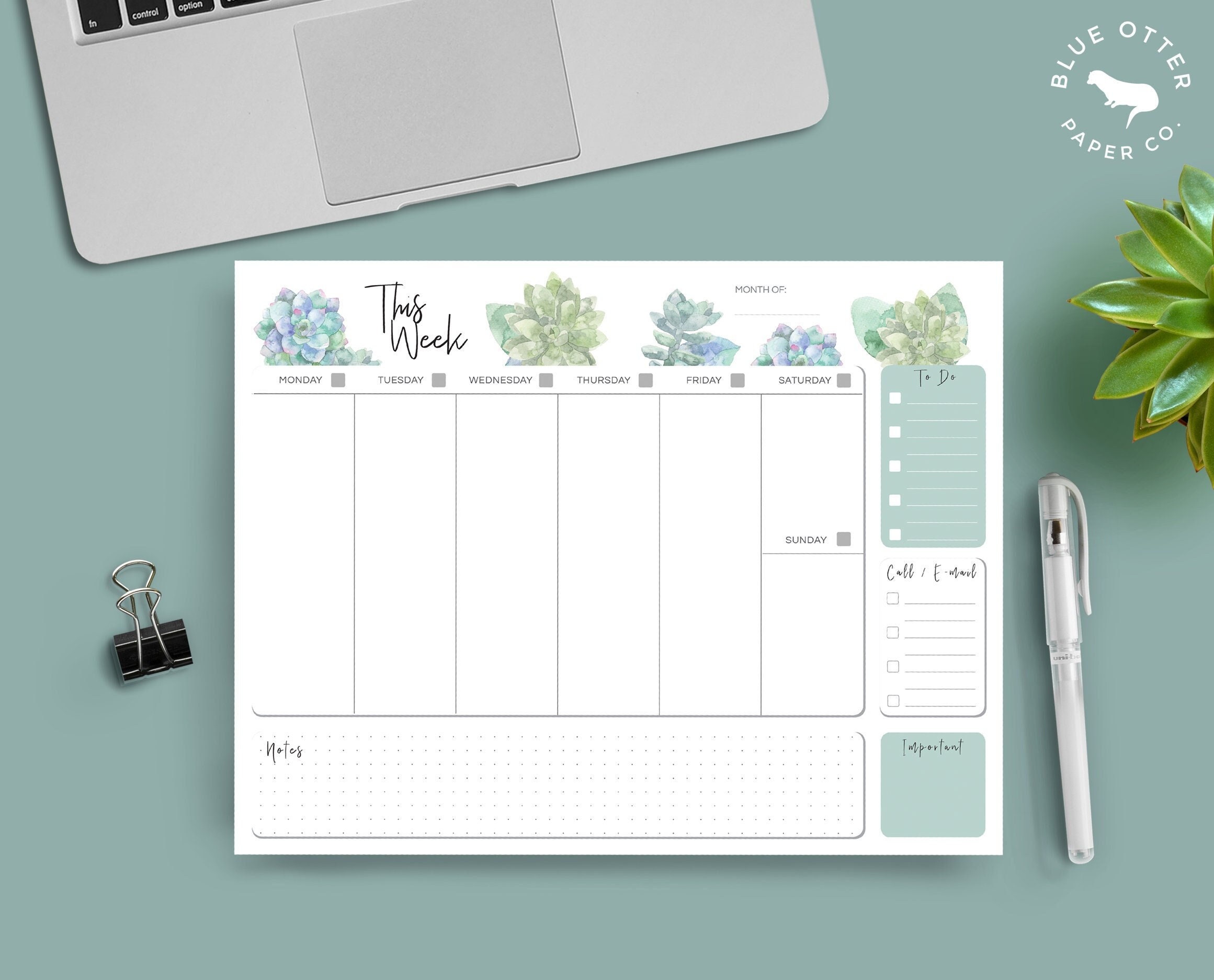 Printable Weekly Desk Planner - Etsy