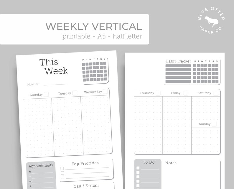 Printable Weekly Planner, Bullet Journal, Kikki K Filofax Erin Condren