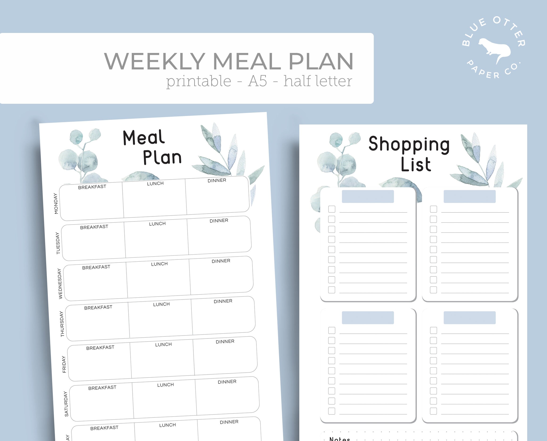 Printable Meal Plan Shopping List Insert - Etsy