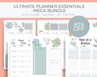 Halvbrev & A5 22-i-1 utskrivbar kalenderinsats Mega Bundle