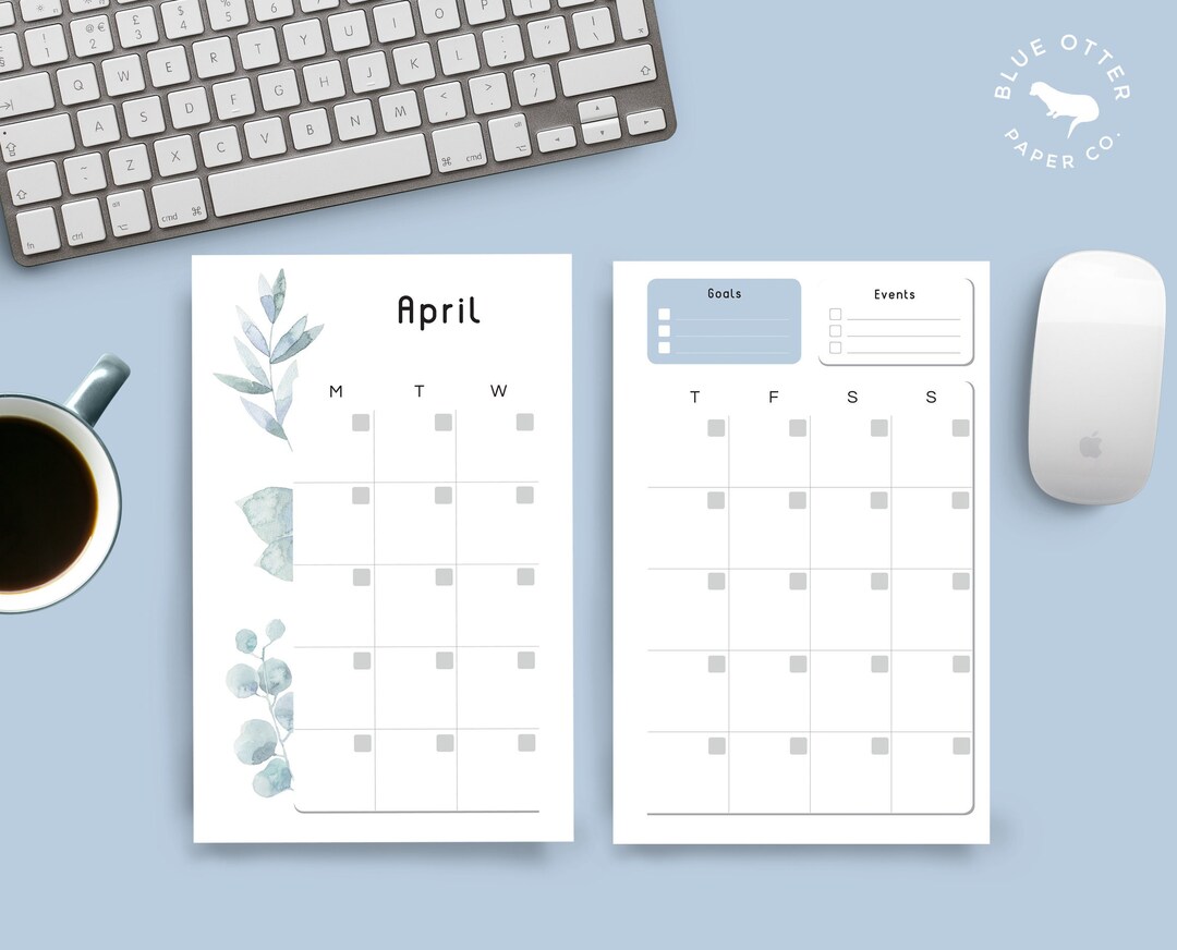 Printable A5 Undated Half Letter Monthly Calendar Dashboard Insert - Etsy