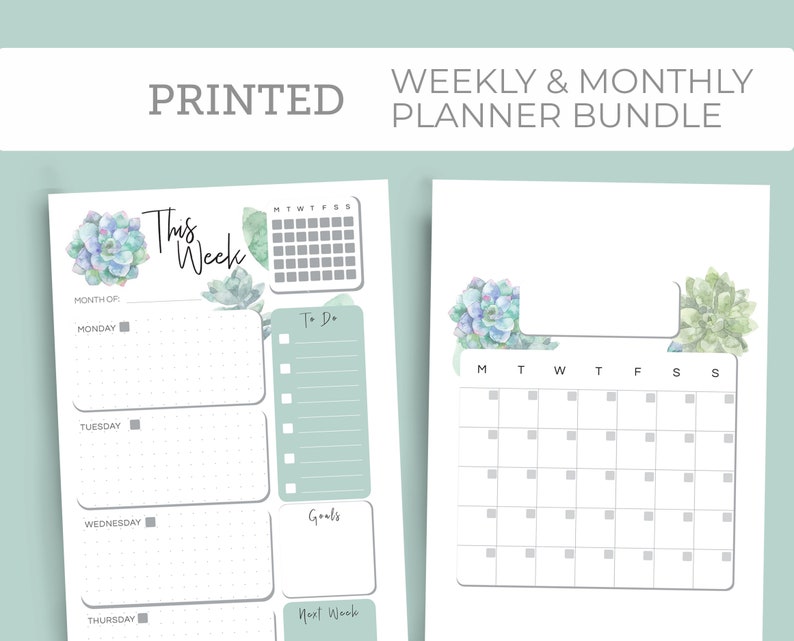 PRINTED Weekly & Monthly Planner Insert Bundle A5 Planner Etsy