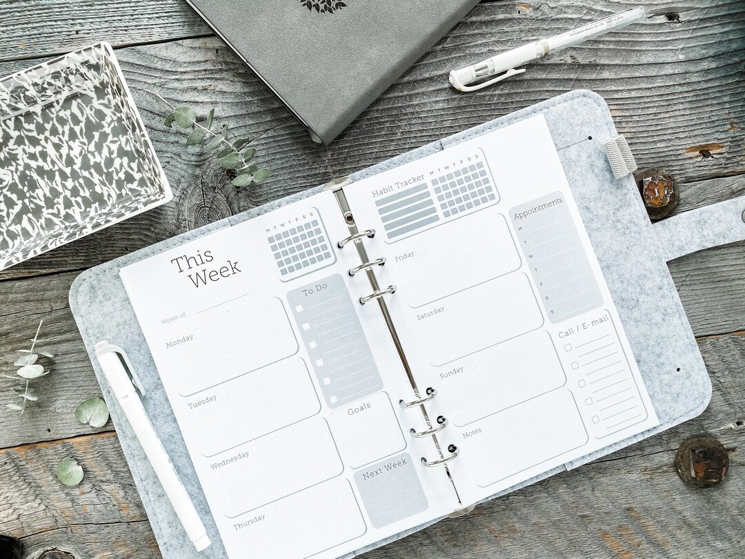 A5 Half Letter Printable Weekly Planner Insert Agenda Refills - Etsy