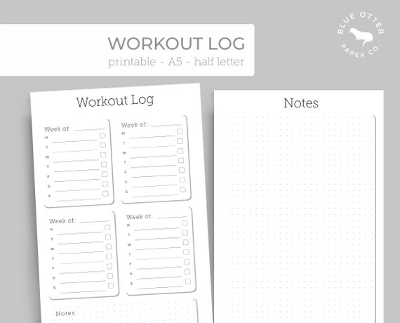 noir collection a5 half letter printable workout log bullet journal inserts happy planner kikki k filofax arc agenda tul printable workout log